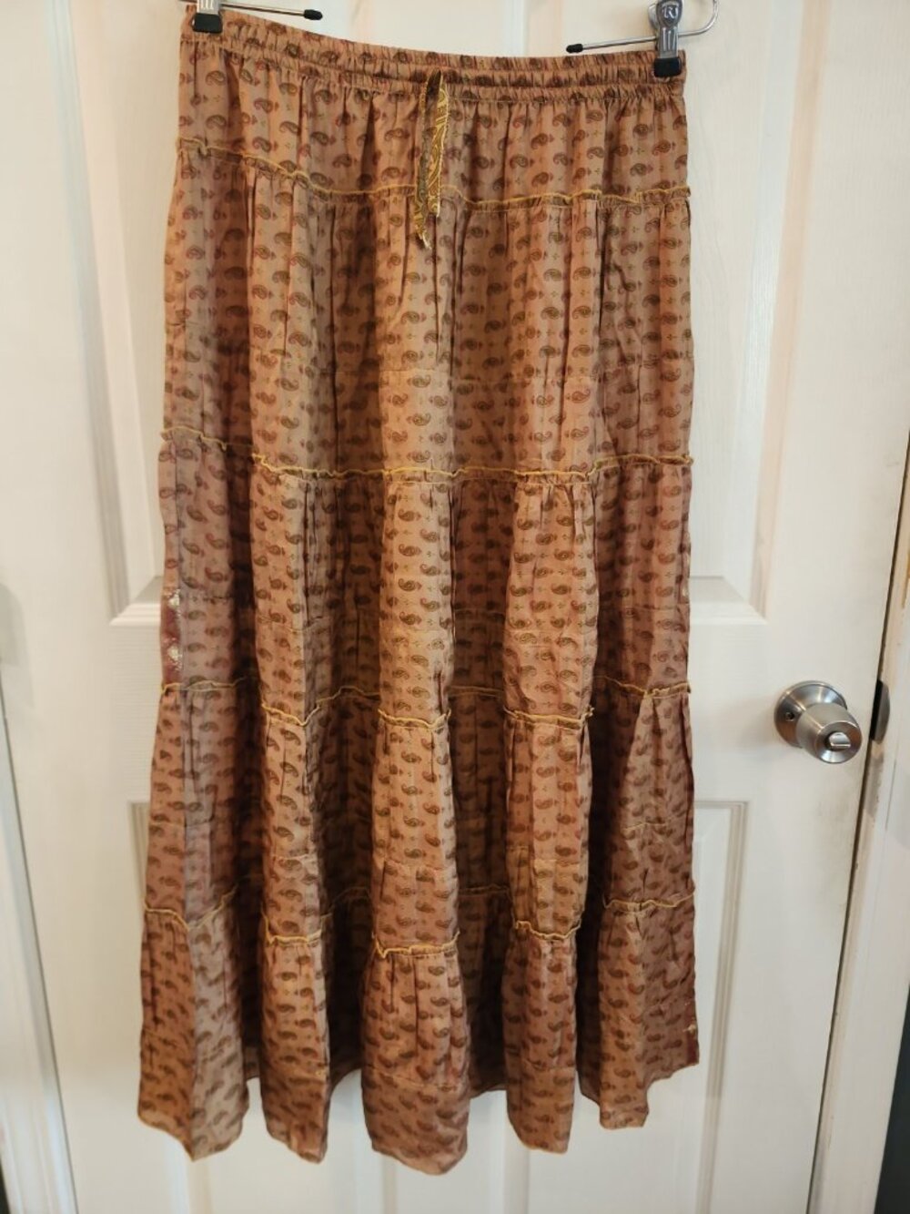 Urban Outfitters~100% Silk~Paisley~Prairie~Maxi Skirt~Fall Autumn Colors~S/M